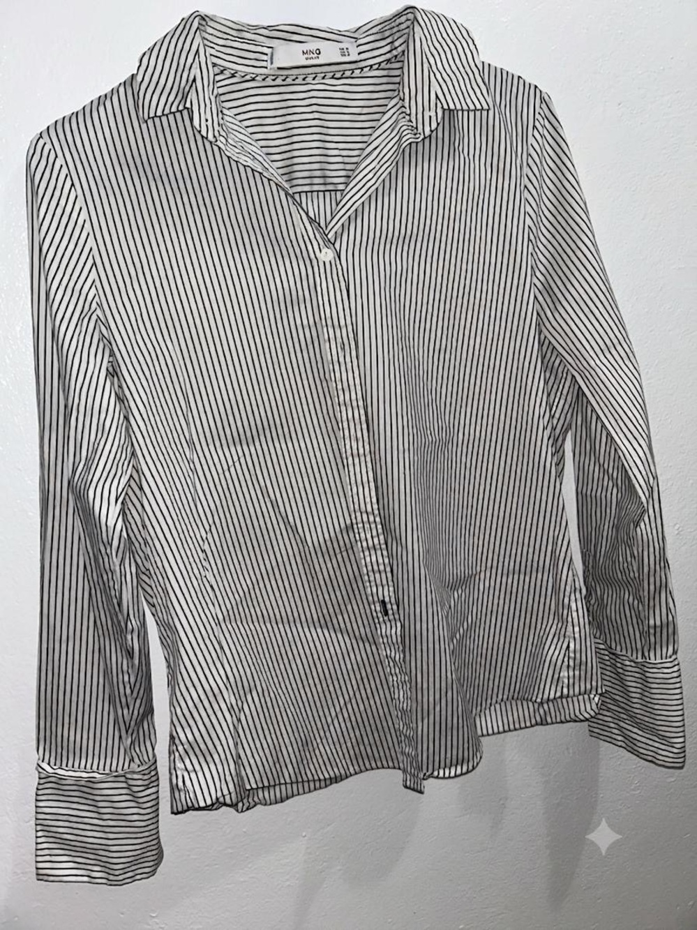 Mango Black and White Vertical Stripe Shirt
